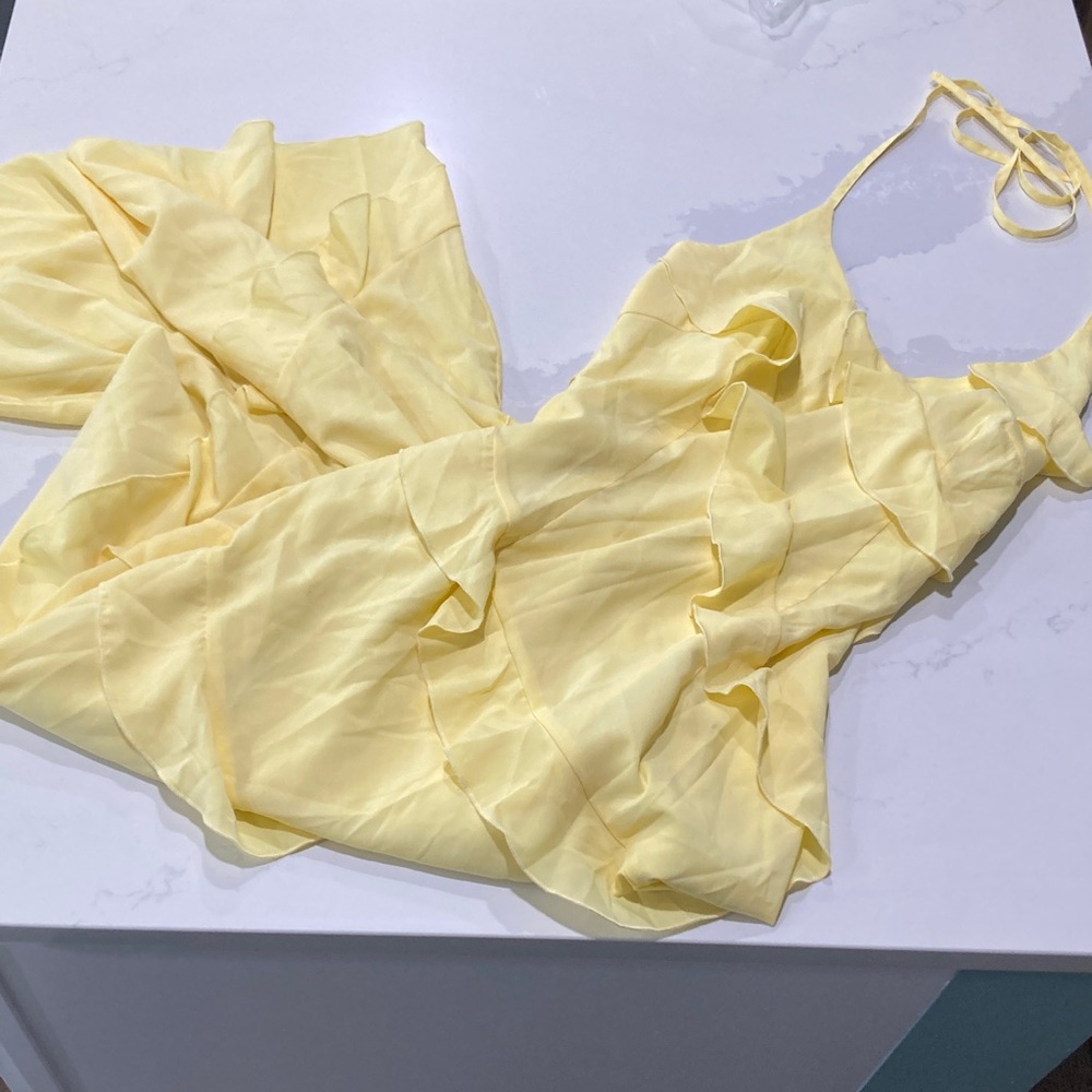 Yellow Ruffled Halter Dress - Picture 1 of 15